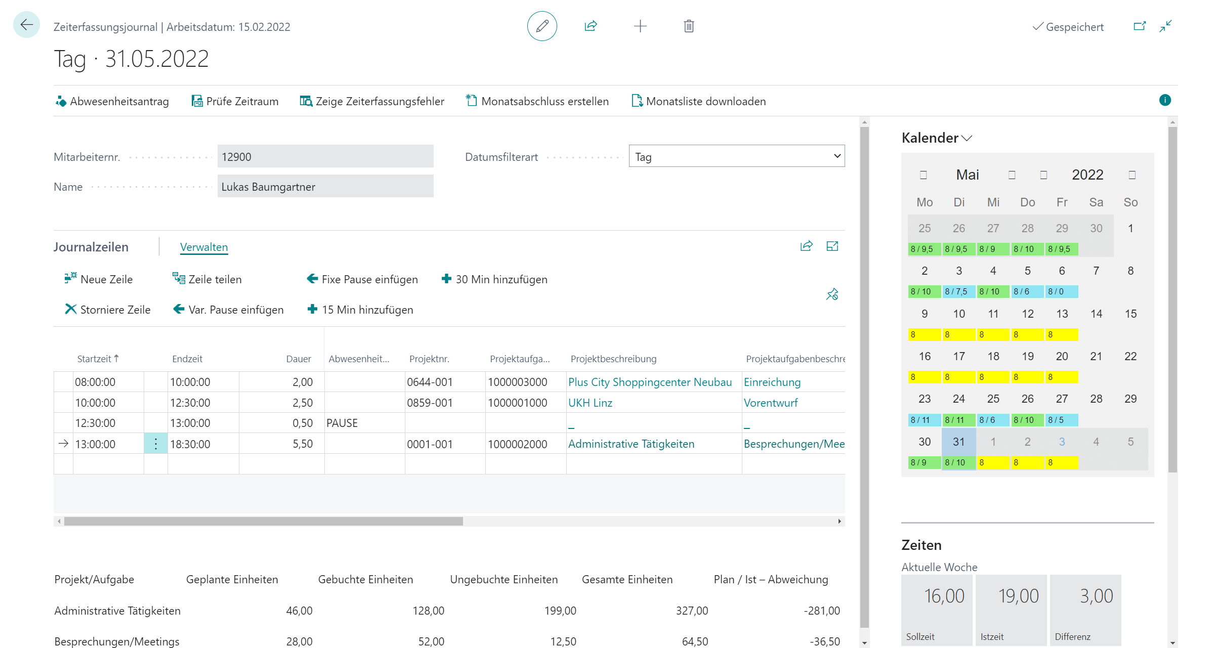 Software für Zeiterfassung