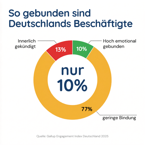 Infografik - So gebunden sind Deutschlands Beschäftigte nach Gallup Engagement Index+