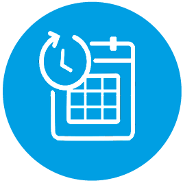 Icon mit Kalender+Uhr – symbolisiert übersichtliche Abwesenheiten